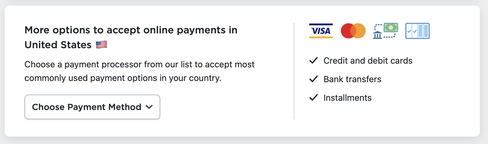 Select payment method screenshot
