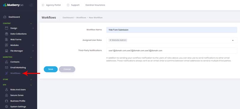 Workflow notices screenshot