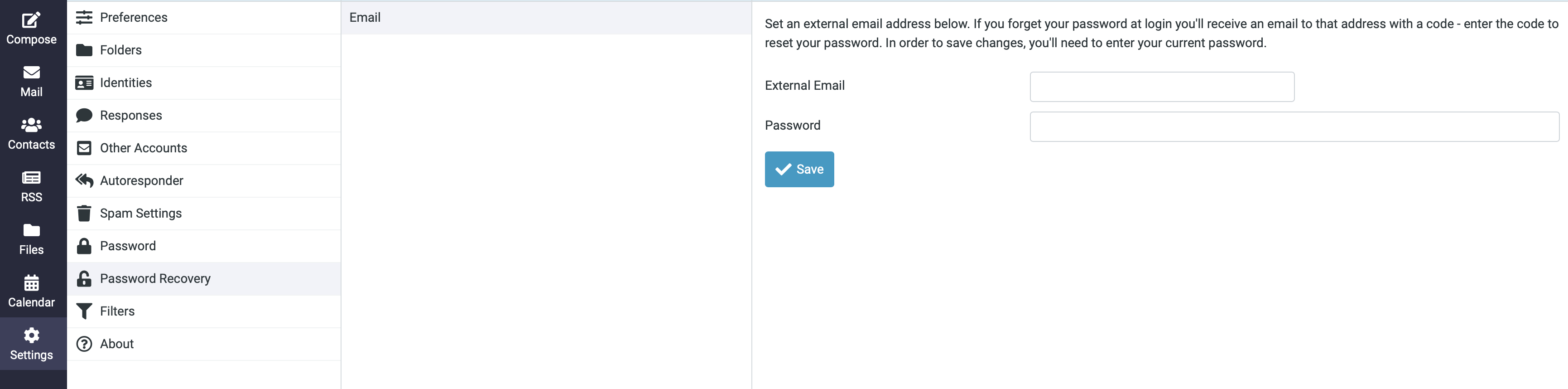 webmail recovery password screen