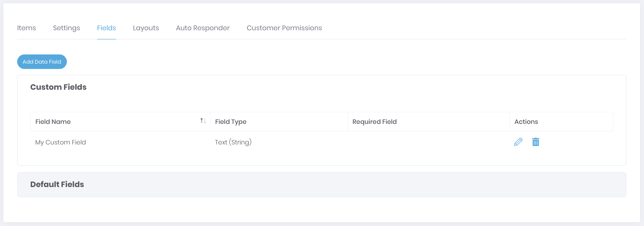 Custom fields tab screenshot