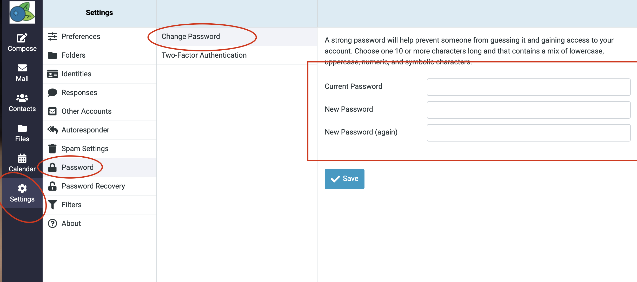 password reset screenshot