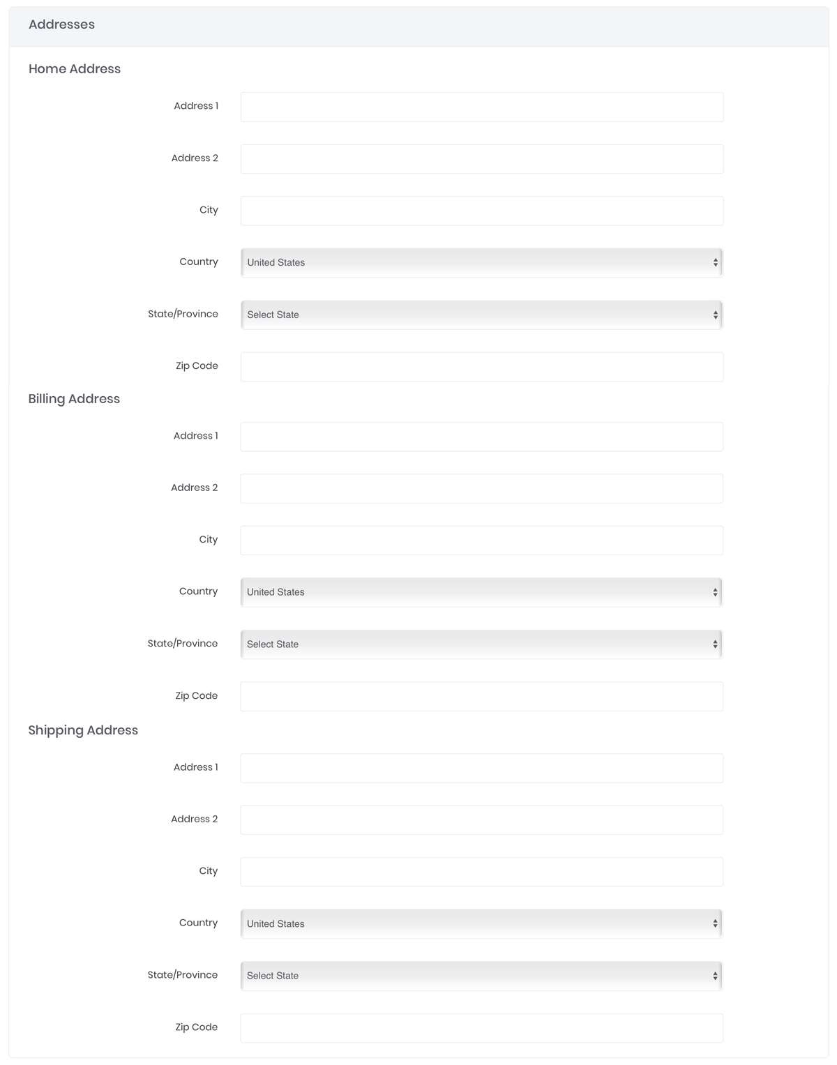 Contact Addressess tab screenshot
